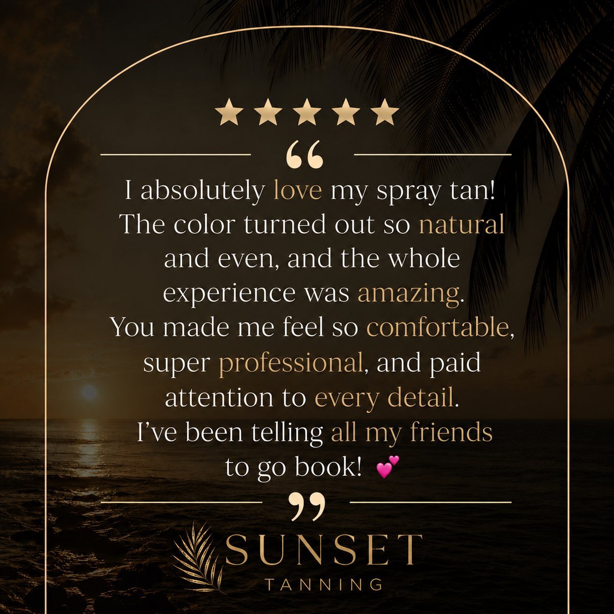 Sunset Tanning client review graphic